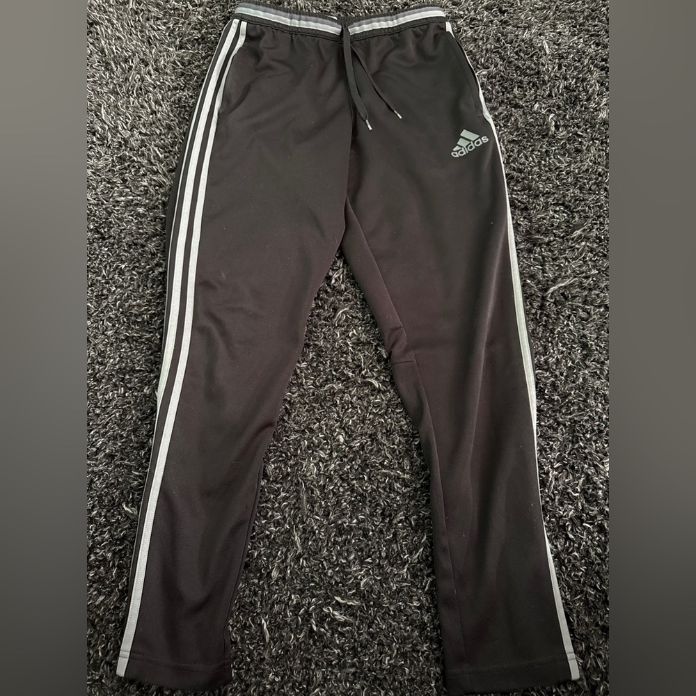 Adidas Black Track Pants with White Stripes